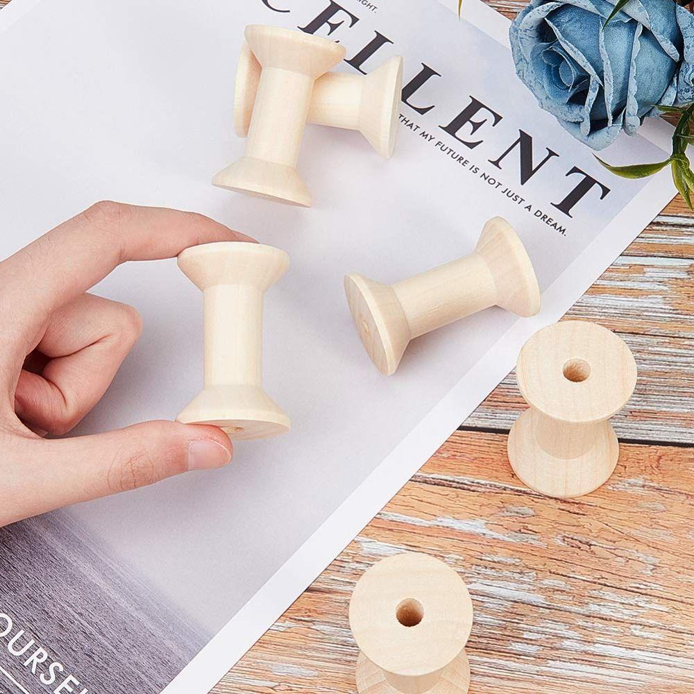 20PCS Wooden Empty Thread Spools 20PCS Natural Wire Weaving Bobbins Sewing Machines