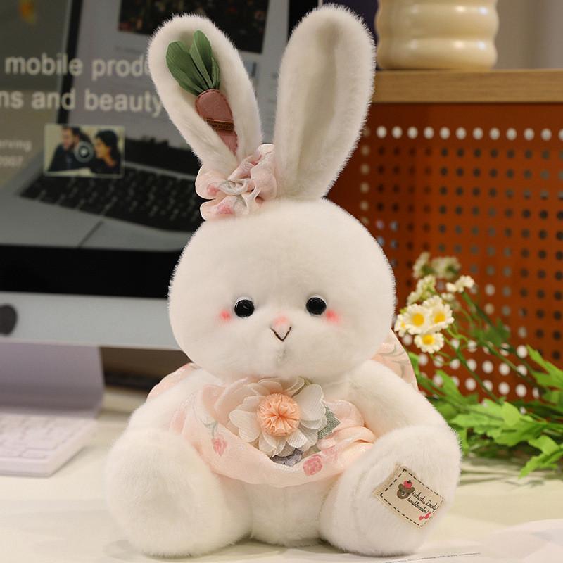 Plaid Cute Dress Cartoon Rabbit Plush Toy For Children Gift And Decoration Room