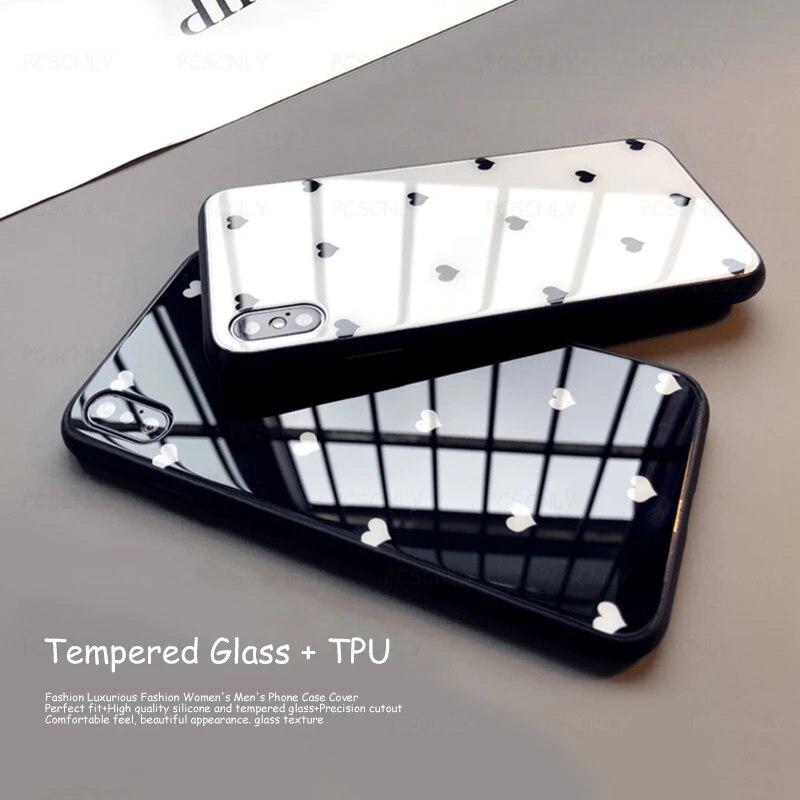Glass Case For Samsung Galaxy A10 A20 A30 A40 A50 A60 A70 A80 Fashion Love Heart Phone Hard Cover