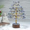 Lapis Lazuli Quirky Home Decor Showpieces for Good Luck Money Crystal Tree Gift Items Office Bedroom Decor Wedding Gift, Golden Wire, 25.4 Cm