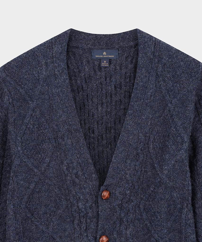 Brooks Brothers Aran Cable Cardigan (Blue) (Bbwcmf4510Mew)