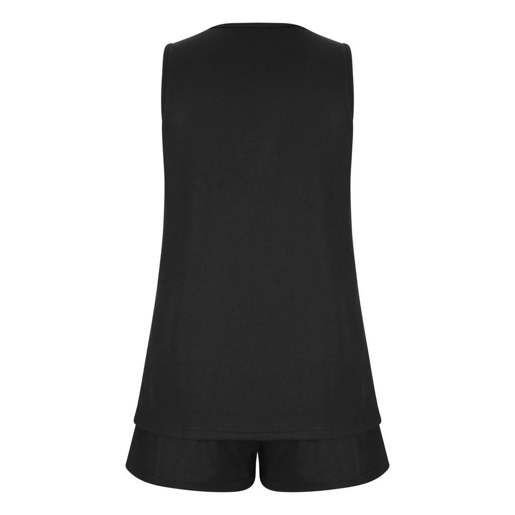 Женская летняя цельная майка из двух частей, жилет без рукавов с v-образным вырезом и шорты, комплект
