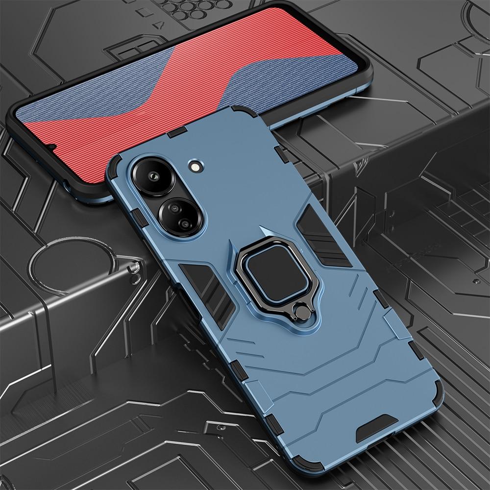 KEYSION Противоударный защитный чехол для Xiaomi POCO C65 C51 C50 40, силикон + ПК, металлическое кольцо-подставка, задняя крышка для телефона Redmi 13C 12C 10C