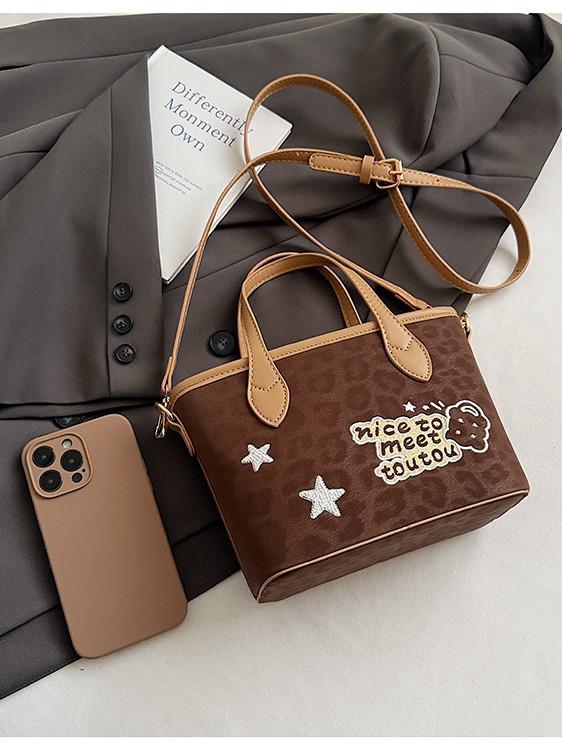 2025 Осень/Зима Ретро Леопардовый Принт Женская Универсальная Сумка-Ведро - Простая Повседневная Сумка Кроссбоди и На Плечо