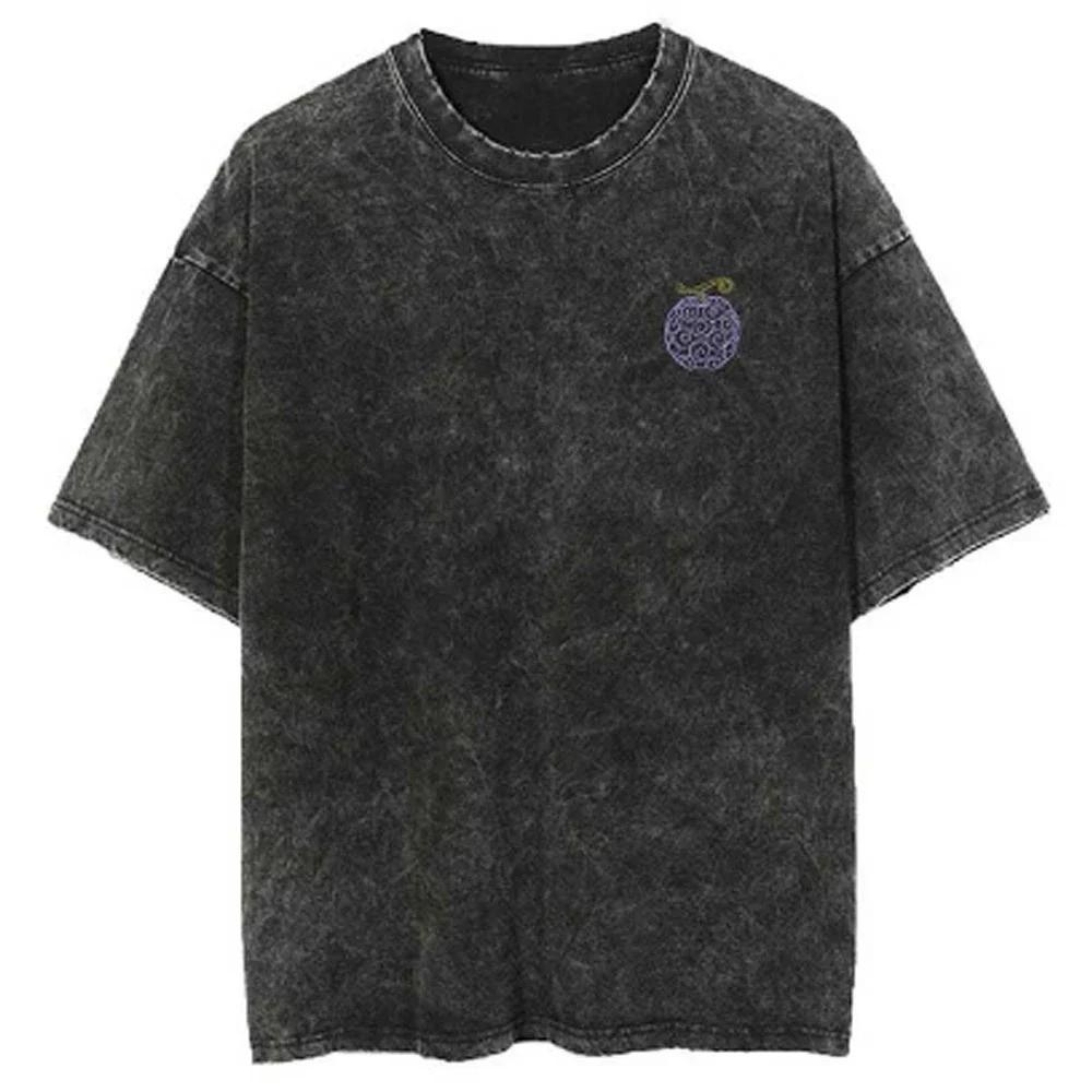 One Piece Tee Men Casual Oversized Washed Harajuku Tshirt Japanese Anime