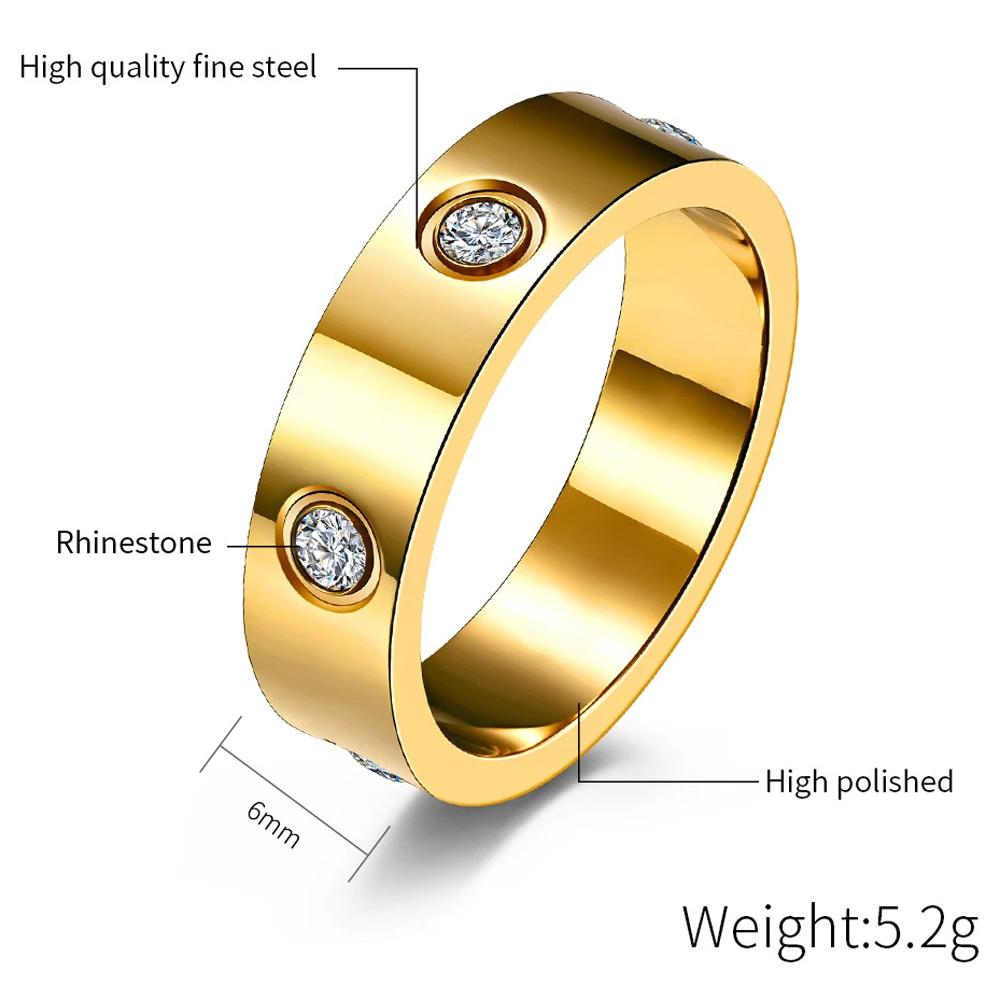 Модное свадебное кольцо с цирконием для женщин, простое ювелирное изделие из нержавеющей стали цвета розового золота, аксессуары для вечеринок, горячая распродажа