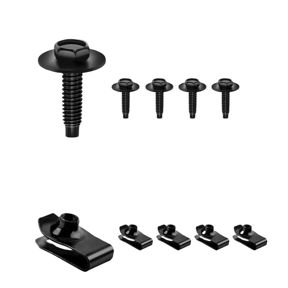 1/4 Inch U-Nut Clips with Hex Head Bolts Kit for Automotive Exterior Parts Including Bumpers Grilles and Trims