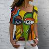 Женская футболка с абстрактным художественным принтом, одежда для девочек, классические топы с короткими рукавами 3D, женская мода, повседневная уличная одежда