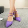 Туфли на среднем каблуке, туфли на высоком каблуке, женские, летние, массивные, фиолетовые, дизайнерские, элегантные, повседневные, для платья, с круглым носком, товары, каблуки