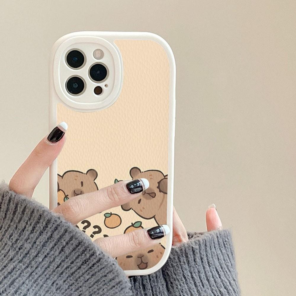Мультяшная Капибара Чехол для Телефона Жесткая Кожа Для iPhone 16 15 14 13 12 Mini 11 14 Pro Max Xs X Xr 7 8 Plus Fundas