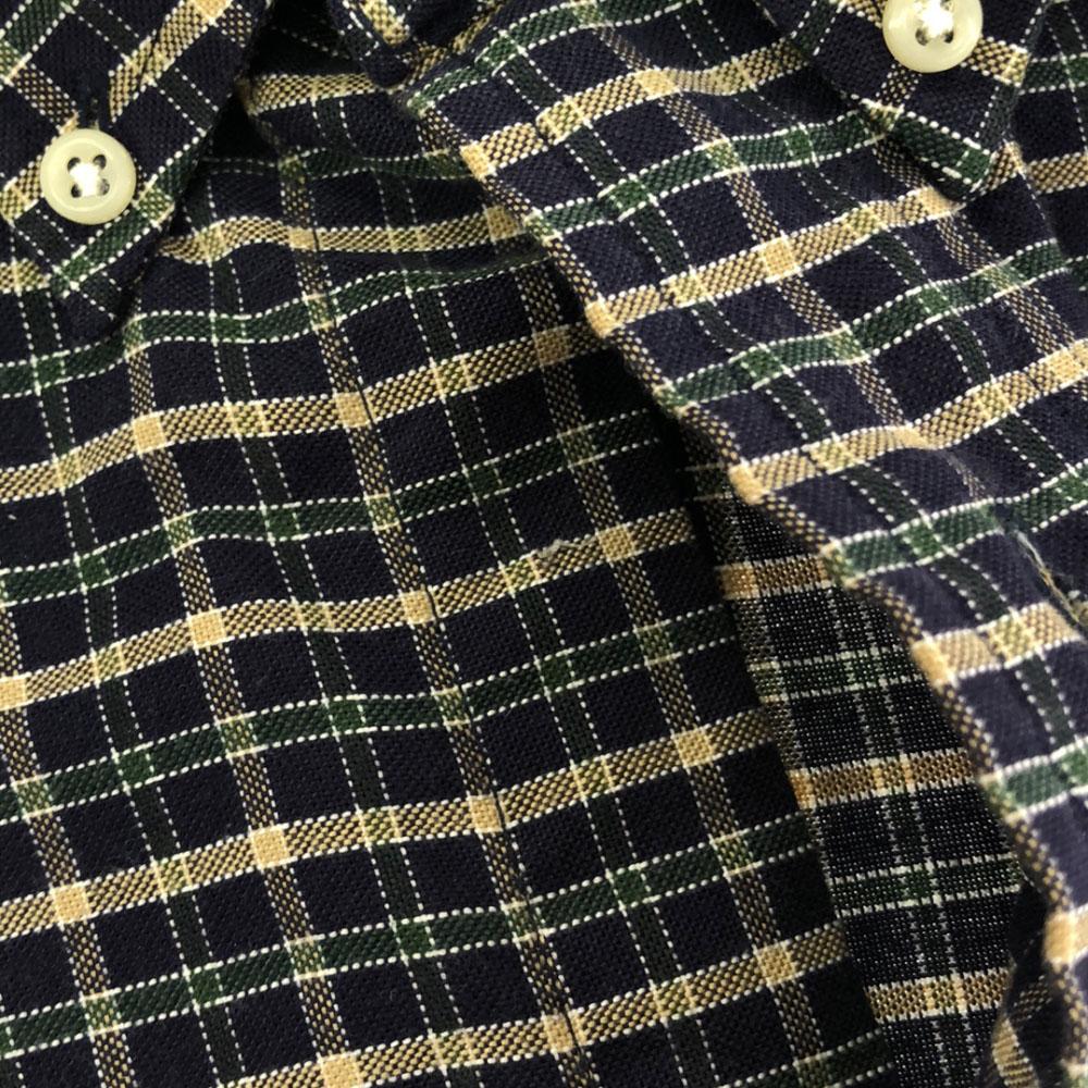 Поло от Ralph Lauren 80-е Винтаж Мальчиковый размер Зеленый ярлык Сделано в США Клетчатый узор Рубашка с длинным рукавом на пуговицах Мужская Б/У