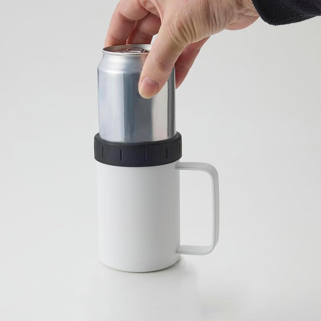 Yamakatsu Minotouen Вакуумный термос-подстаканник с двойными стенками и стальной тамблер 350 мл, предотвращение конденсата, съемная силиконовая манжета