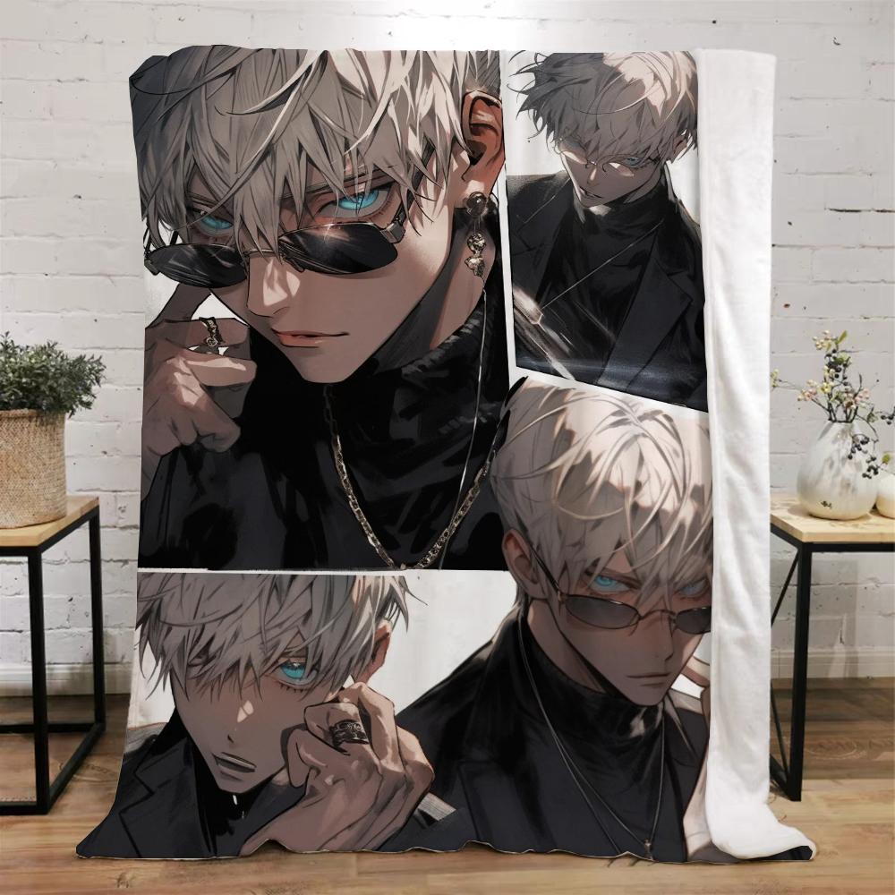 Jujutsu Kaisen-Gojo Satoru Bed Throw Blanket for Sofa Luxury Bedding Fluffy Plaid Custom Blankets King Size Home Interior Knee &