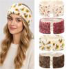 Coldproof Faux Fur Hairband Flower Printed Winter Warm Hairband Fashion Plush Headband Winter
