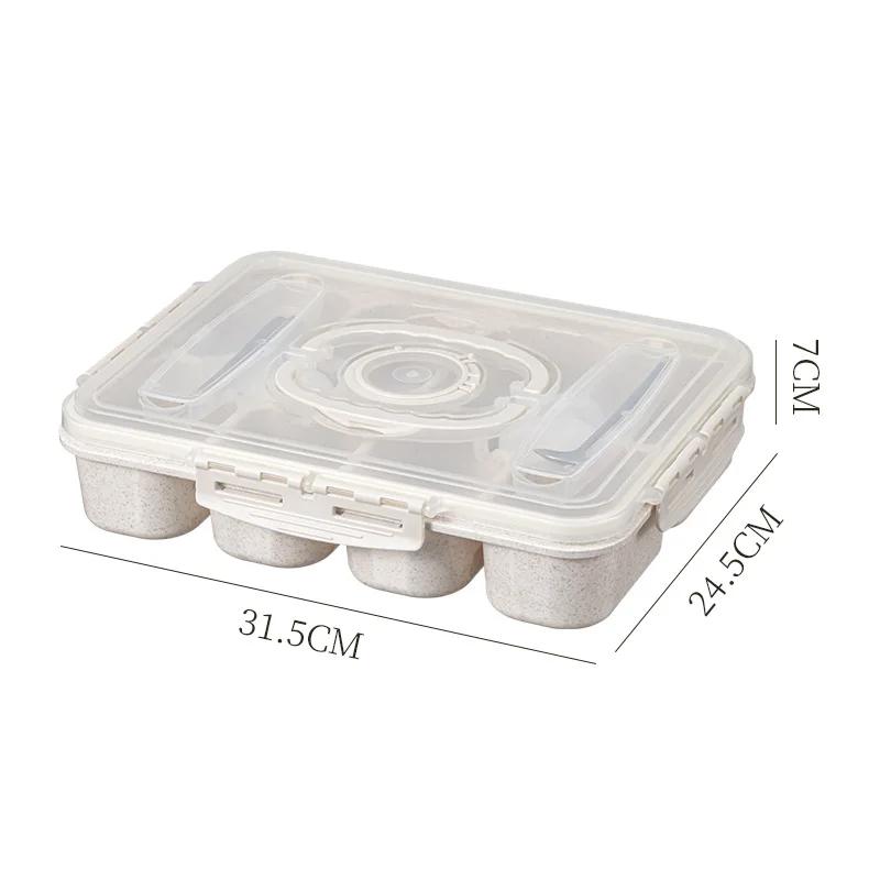 10 compartments of wheat straw lunch box, portable square food container, suitable for picnicking