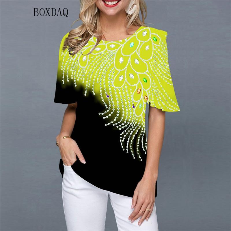 Модная рубашка с 3D-принтом, летняя, с коротким рукавом, в уличном стиле, женские блузки с круглым вырезом, женские повседневные рубашки, женские пуловеры, топы