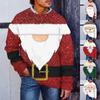 Мужской рождественский принт, искусственный свитер, толстовка с круглым вырезом, свободный топ с длинными рукавами