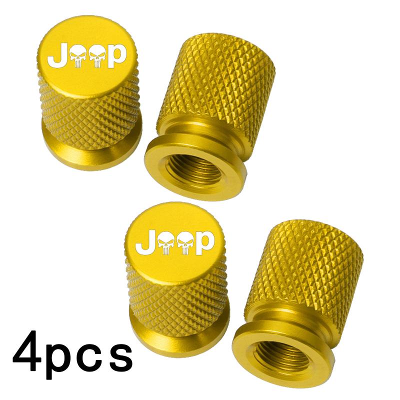 Car Wheel Tire Valve Caps Tyre Stem Covers Airdust Waterproof For Jeep Renegade Compass Wrangler Patriot Grand Cherokee Rubicon AMR1