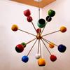 Mid Century Style Multicolored Eyeball Shade Light Brass Chandelier Sputnik Chandelier 16 Arms Brass Decorative Light