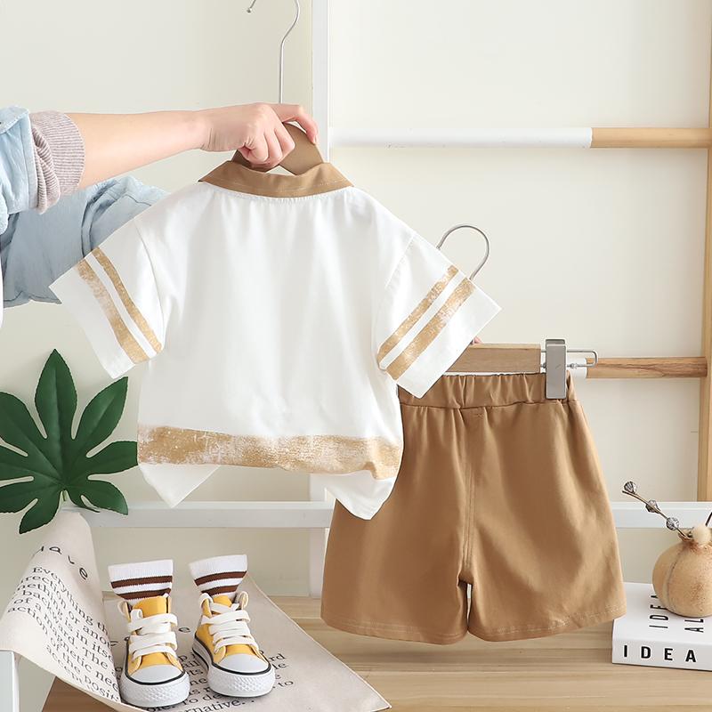 Children's Set Collar POLO Shirt Children's T-shirt Boys' College Style Casual Short Sleeved Shorts Two-piece Set