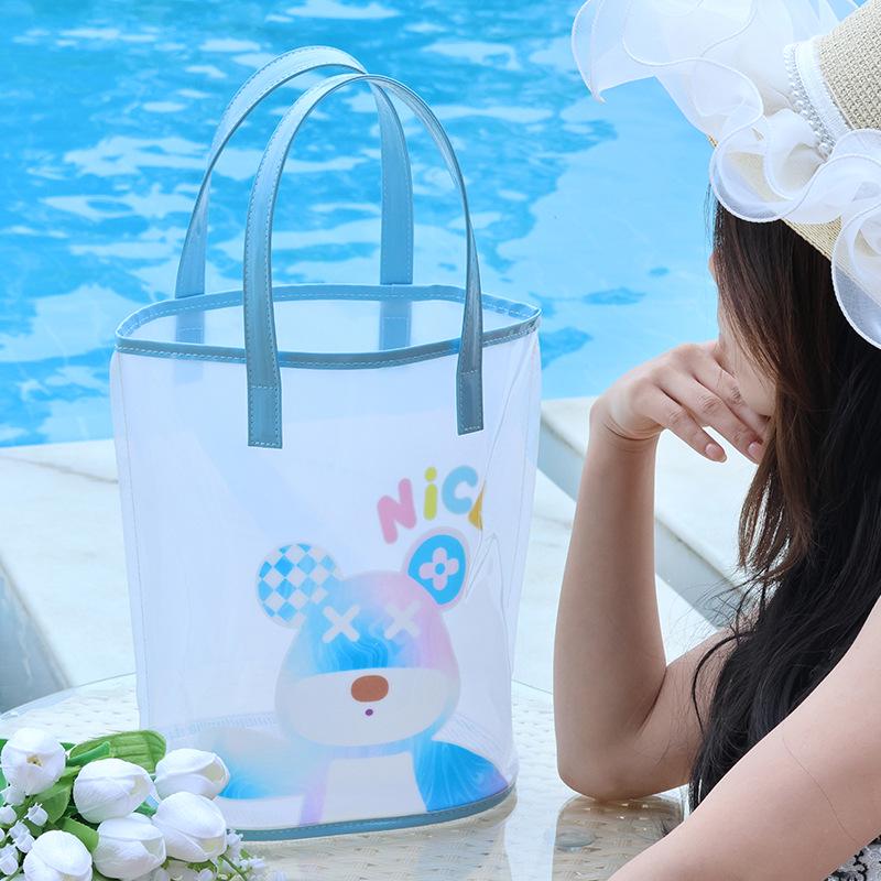 Высококачественная прозрачная пляжная и косметическая сумка - Портативная, большая вместимость, ручная, идеальна для туалетных принадлежностей
