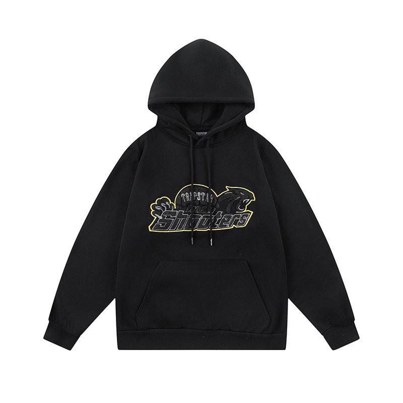 Худи Trapstar Желтая Линия с Вышивкой Головы Тигра Свободный Флисовый Спортивный Костюм Молодые Мужчины