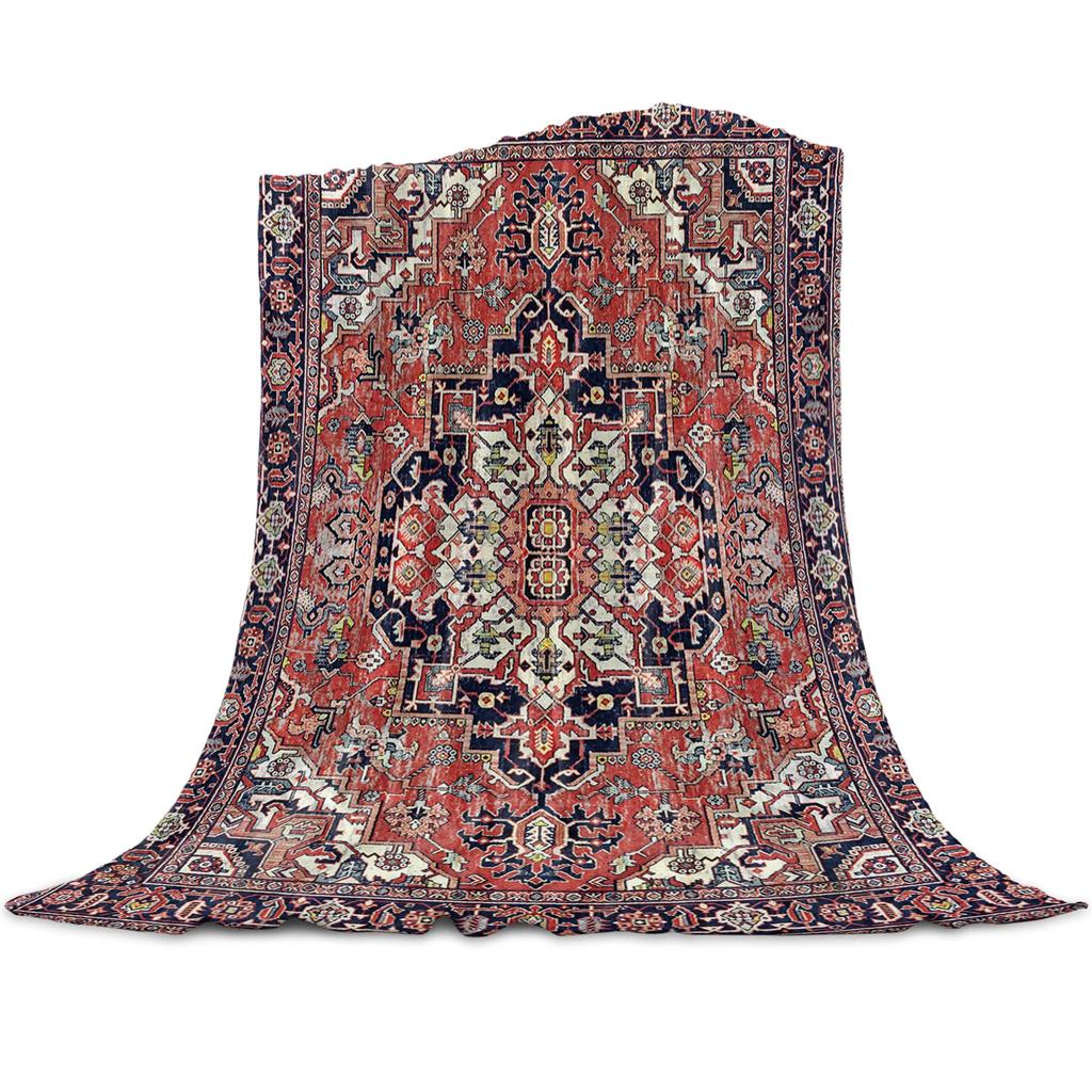 Зимнее теплое мягкое плюшевое одеяло - Винтажный индийский богемный цветочный дизайн для дивана-кровати, Приятные праздничные подарки