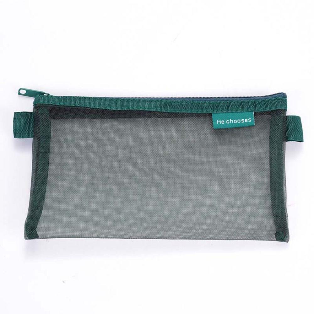 Nylon Mesh Pencil Case Bills Bag Zipper Stationery Bag Simple Transparent Bills Bag  Student