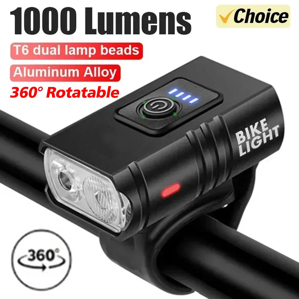 Яркий велосипедный фонарь T6 LED передний USB перезаряжаемый MTB горный велосипедный фонарь 1000LM велосипедный фонарь фонарик для велоспорта скутера