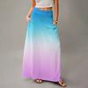 Женская повседневная складная юбка-макси с градиентным принтом, высокой талией и карманом, с драпировкой