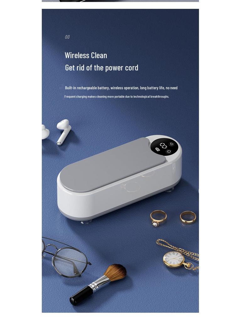 Portable Multifunctional Ultrasonic Cleaner for Jewelry, Makeup Brushes, and Eyeglasses