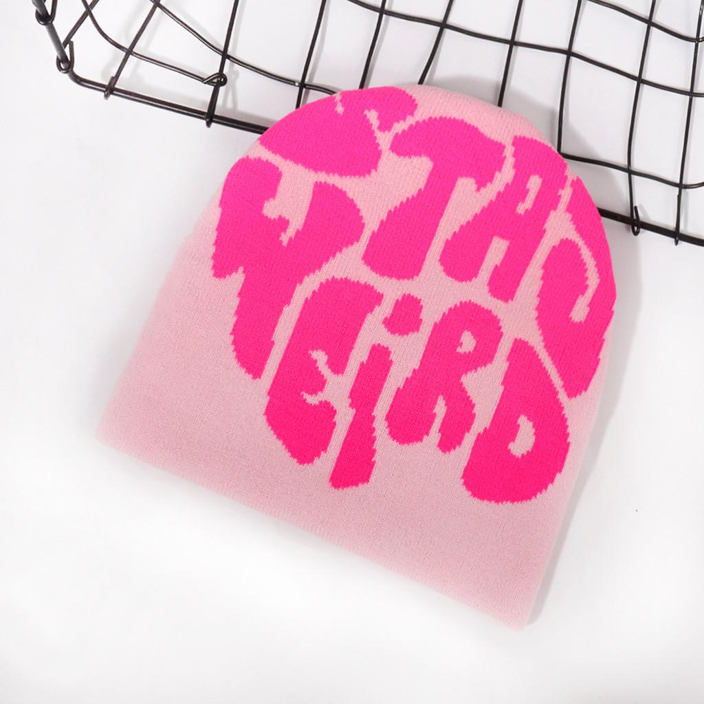 Pattern Letter Fashion Women Casual Warm Knitted Hat For Autumn And Winter