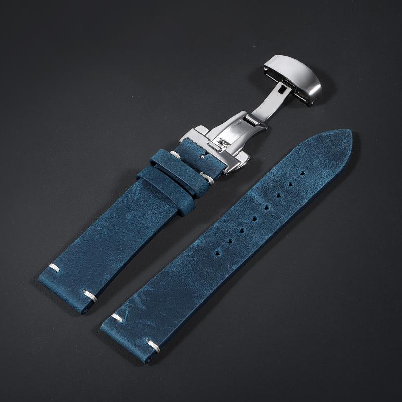 Ремешок для часов из телячьей кожи для Omega для Seiko Браслет 18 мм 20 мм 21 мм 22 мм 24 мм Ремешок Темно-коричневая прострочка для браслета Rolex