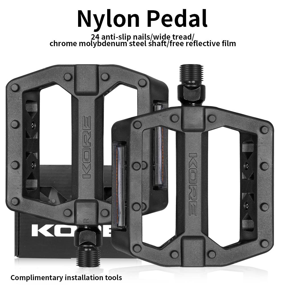 Bicycle Pedals Ultralight Non-slip Nylon Waterproof Footrest Road BMX MTB Road Flat Platform Bike For 14mm Road Bicycle MTB Part