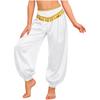 Girls Sequin Tassels Bloomers Pants Braid Trim Loose Fit Side Zipper Belly Dance Costume