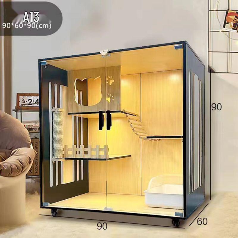 Multi-Layer Wooden Cat Villa: Bed, Cage, & House
