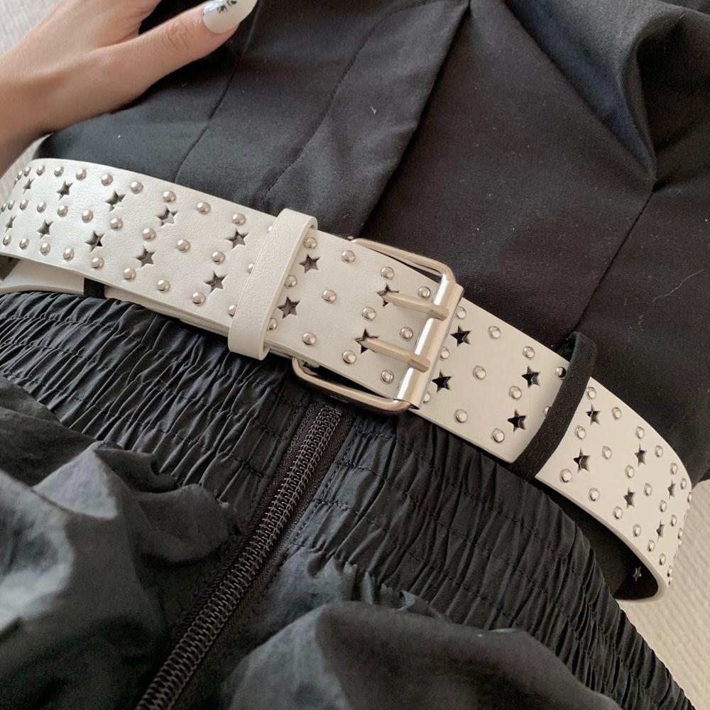 Hole Double Grommet Hole Rivet Y2K Style Belts Men Waist Belts Women Waist Belts Korean Waistbands