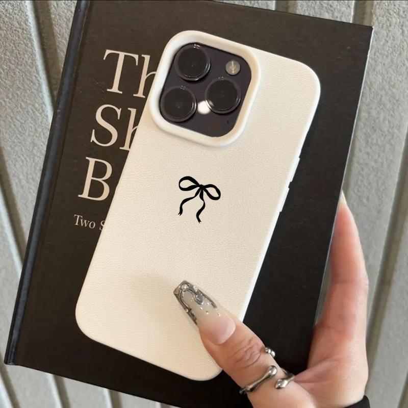 Черный чехол для телефона с узором из бантов, подходит для iPhone 17 16 15 14 13 12 11 Pro/Max/Plus, противоударная задняя крышка