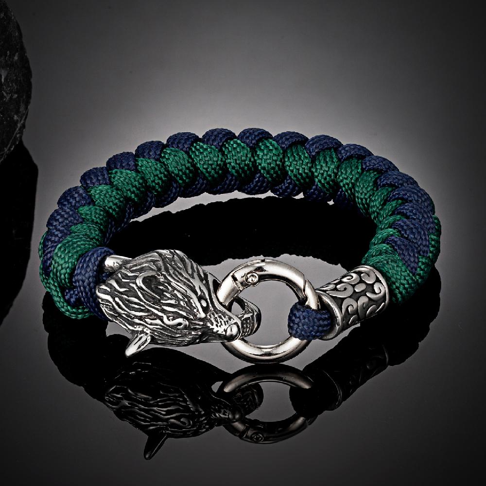Ретро-скандинавские браслеты для выживания в стиле волка Одина, мужские браслеты для выживания в стиле викингов Geri&Freki из нержавеющей стали, паракордовые веревочные браслеты ручной работы, украшения для активного отдыха