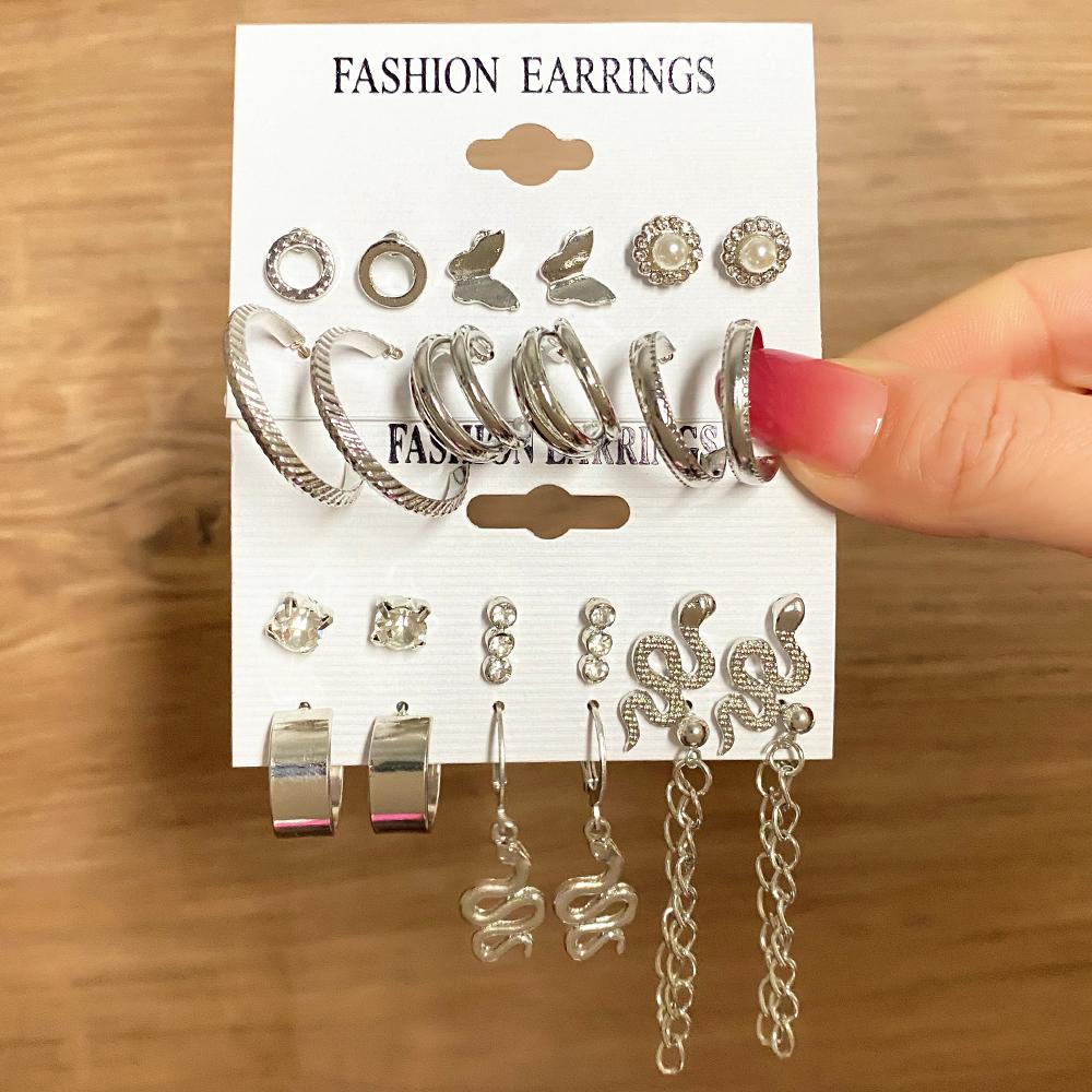 Simple Basic Alloy Earrings Set Creative Retro Card Earrings Earrings Set