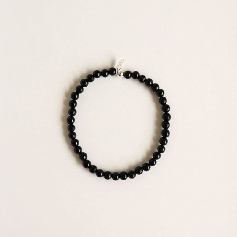 modernlike silver ball natural gemstone bead onyx bracelet coordination black green