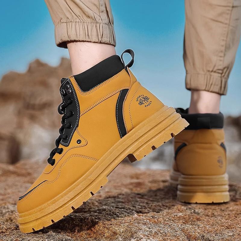 Mens Chunky Sole Work Boots Martin Style Casual High Top Shoes Anti-Slip Rubber Winter Wear