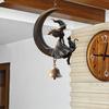 Witch Black Cat Moon Wind Chime Halloween Hanging Metal Wind Bell Ornament with Moon And Cat for Outside Patio Lawn Yard Pathway Garden Porch Decor