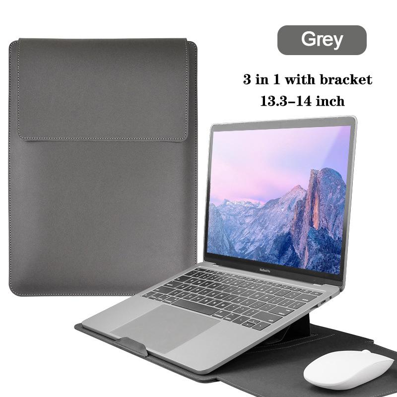 Multipurpose Laptop Sleeve 13/14/15/16 Inch With Bracket Waterproof Laptop Bag Laptop Case Macbook Sleeve Air Pro PU Leather