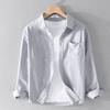 Men's Oxford Woven Long Sleeve Shirt Cotton Casual Simple Matching Solid Color Shirt Slim White Shirt Fashionable Men
