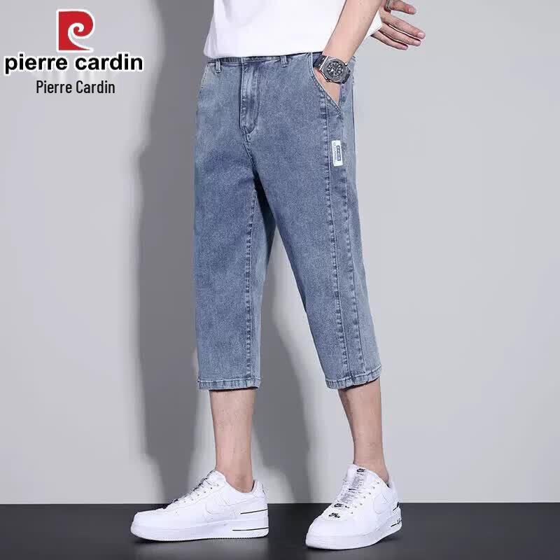 Pierre Cardin Men's Summer Thin Straight Loose 7-Point Denim Shorts
