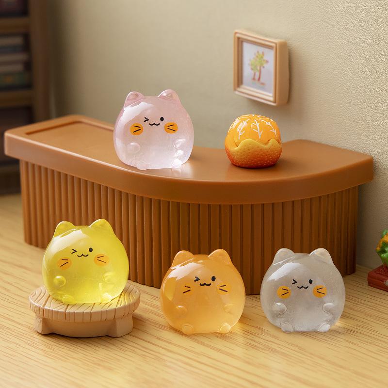 Glowing Ghost Cat - Colorful Cute Cat Mini Figurine, DIY Scene Decoration Accessory, Mini Desktop Ornament, Glows in The Dark