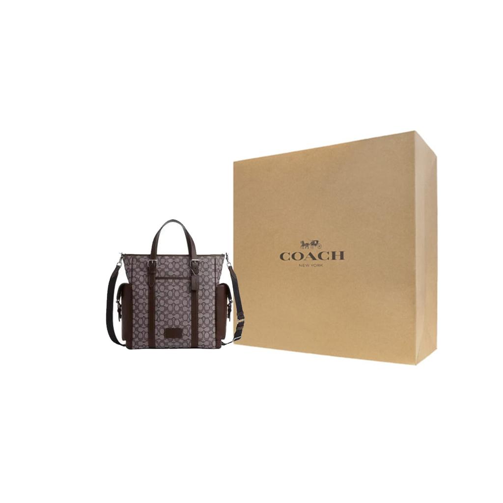 COACH Sprint Jacquard With Pebbled Leather And Smooth Calfskin Shoulder Bag, Crossbody Bag, Handbag Large Men's CR325-SVS8S