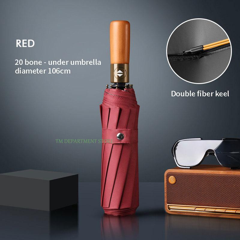 Ветрозащитный зонт с деревянной ручкой, полностью автоматический, большой, 3 складных, двойные ребра, защита от ультрафиолета, для путешествий, дождя, мужчин, женщин, подарок, 32 кости