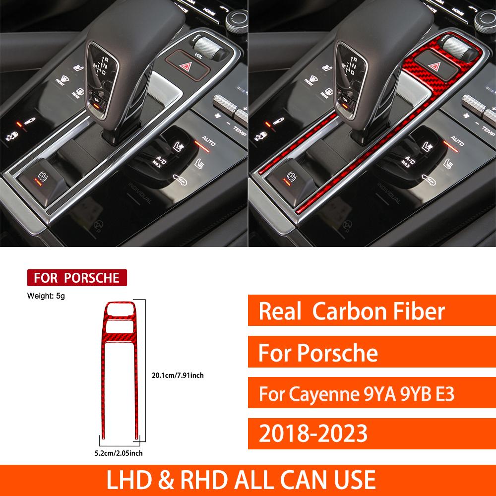 For Porsche Cayenne 9YA 9YB E3 2018- Real Carbon Fiber Stickers Centre Gear Shift Panel Car Accessories Interior Decorative